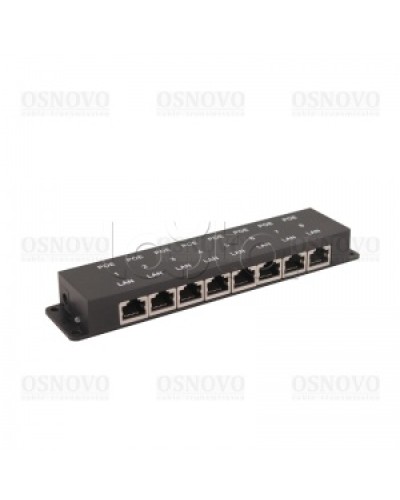 PoE-инжектор пассивный OSNOVO Midspan-8/P в Перми Блоки питания для кожухов и камер Pintop.ru